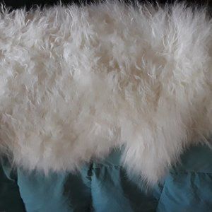 BLOOMINGVILLE Genuine Mongolian fur single-pelt rug WHITE/IVORY 20 in  X 30 in